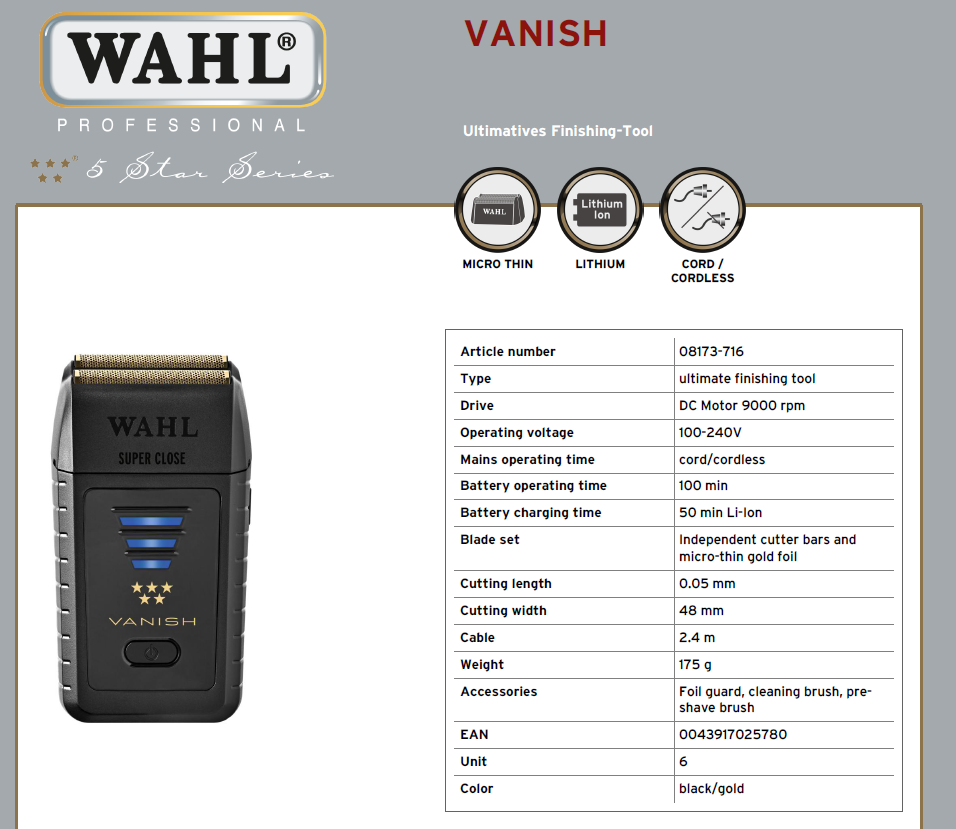 Wahl Combi Senior Cordless Tondeuse + Wahl Vanish Shaver Voordeelset